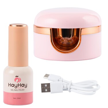 HayHay 3W UV Light for Nails, Anticlockwise 180-Degree Rotation with Single and Three Finger Capability, UV Nail Lamp Timing is 30/60s, Portable Manicure Gel lamp, Includes Mini Gel Polish