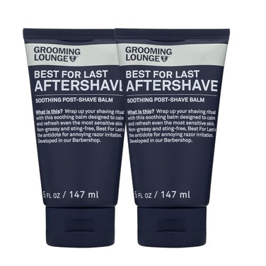 Grooming Lounge Aftershave for Men - Instant Soothe Razor Burn, Skin Irritation &amp; Bump Relief After Shave Balm - Fast Absorbing, Moisturizing Unscented Aftershave Men 5 Fl Oz (Pack of 2)