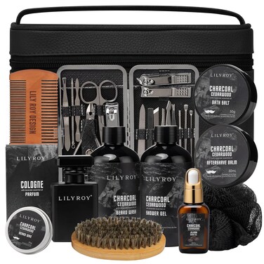 Bath and Body Gift Set for Men Spa Gift Bag for Father 12 Pcs Bag Gifts for Fathers Day Gifts Beard Care Kit Beard Set Self Skin Care Set Bath Spa Gift Set for Men Christmas Birthday Gifts for Men