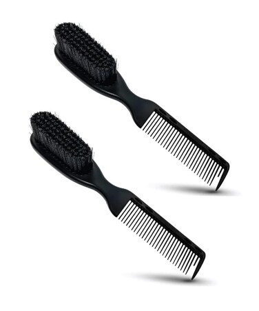 TRU BARBER PRO Fading Brush 2PCS Bundle, Barber Fade Brush, Cleaning Brush for clippers,Beard Brush