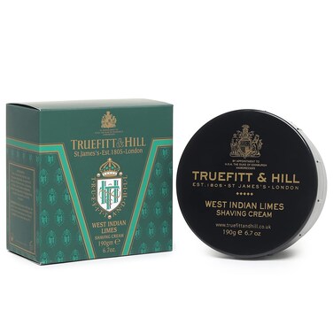 Truefitt &amp; Hill Shaving Cream Bowl - West Indian Limes - Premium Glycerin-Based Lather, Smooth Glide, and Hydration for a Luxurious Shave - 6.7 oz