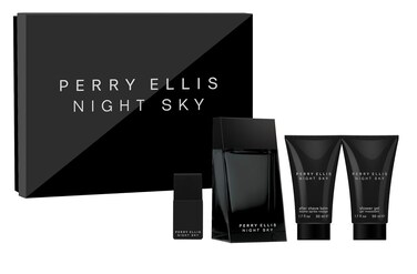 Perry Ellis Night Sky Gift Set - Men's Cologne - 3.4 oz EDT, 3 oz Aftershave Balm, 3 oz Shower Gel, .25 fl oz EDT travel mini-amber,woody,lavender,vanilla,patchouli,vetiver,bergamot