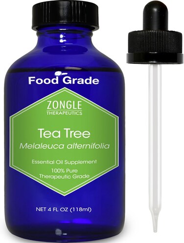 Tea Tree, Melaleuca, Oil, Food Grade &ndash; 100% Pure, Tea Tree Essential Oil, by Zongle Therapeutics, 4 OZ