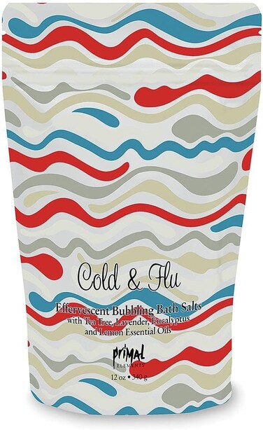 Primal Elements Bubbling Bath Salts, Cold and Flu, 12 Ounce