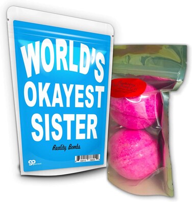 World&rsquo;s Okayest Sister Bath Bombs - XL Pink Fizzers for Sisters - Handcrafted, Made in America, 2 Count