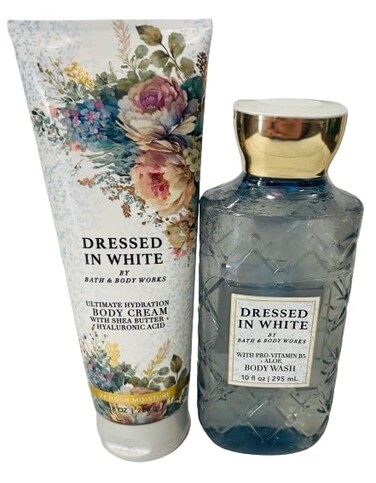 Bath &amp; Body Works Dressed in White Ultimate Hydration Body Cream and Body Gel Wash 2 Piece Set