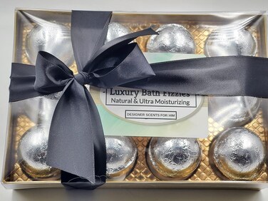 Spa Pure Designer Bath Bombs - for Men, Natural, Organic, large bathbombs, 12 Designer Scents for Men, Elegant Bath Bomb Gift Set (2.5 oz each)