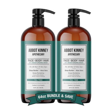 Men's 3-in-1 Wash, Moisturizing Shampoo, Conditioner, and Body Wash for Men, Suitable for All Skin and Hair Types, 32oz - Abbot Kinney Apothecary (Tea Tree) &ndash; 2 Pack
