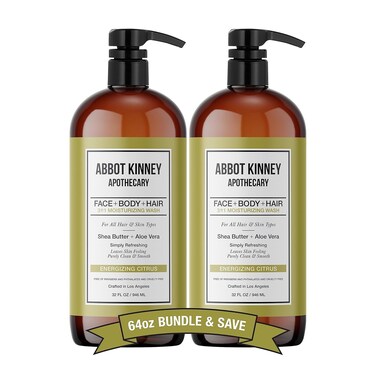 Men's 3-in-1 Wash, Moisturizing Shampoo, Conditioner, and Body Wash for Men, Suitable for All Skin and Hair Types, 32oz - Abbot Kinney Apothecary (Energizing Citrus) &ndash; 2 Pack