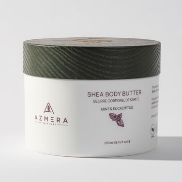 AZMERA Shea Body Butter for Women &amp; Men &ndash; Fair-Trade, Organic Shea Butter &amp; Pure Argan Oil Rich in Antioxidants &amp; Vitamin E &ndash; Vegan, Raw Shea Butter Skin Care, Mint&amp;Eucalyptus, 8.82Oz