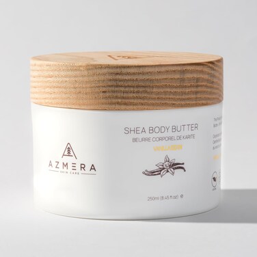 AZMERA Shea Body Butter for Women &amp; Men &ndash; Fair-Trade, Organic Shea Butter &amp; Pure Argan Oil Rich in Antioxidants &amp; Vitamin E &ndash; Vegan, Raw Shea Butter from Africa Skin Care, Vanilla Bean, 8.82Oz