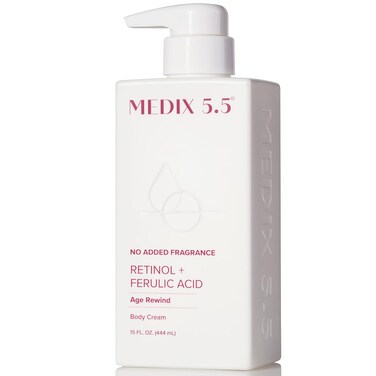 Medix 5.5 Fragrance Free Retinol Body Lotion Crepey Skin Care Treatment   Skin Firming Body &amp; Face Moisturizer   Anti Aging Retinol Cream For Face Targets Crepe Skin, Wrinkles, &amp; Loose Skin, 15 Fl Oz