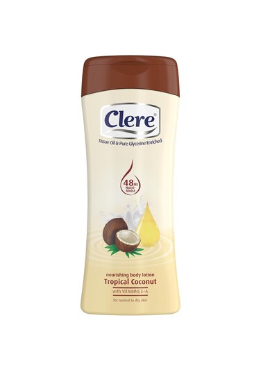 CLERE Hand and Body Lotion, Nourishing Tropical Coconut With Glycerine and Vitamin E &amp; A 400 ml (Pack of 1)