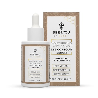 BEE and YOU Eye Serum, Anti Aging, Anti Wrinkle Serum 100% Natural with Bee Venom, Propolis Extract, Raw Honey, Hyaluronic Acid, For Dark Circles Under Eye Treatment and Puffiness, Skin Care, 15ml
