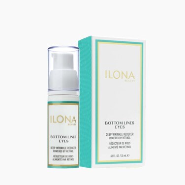 ILONA Bottom Lines Eyes   Brightening and Renewing Eye Gel for Deep Wrinkle Reduction   Powered by Retinol with Vitamin C, Yogurt, Mushroom, Algae &amp; Peptides   1.0 oz.