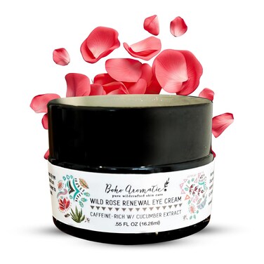 Wild Rose Renewal Eye Cream with Caffeine and Hyaluronic Acid, Antioxidant-Rich for under Eye area, Natural Eye Cream for Puffiness and Bags under Eyes .55 FL OZ (16.26ml)