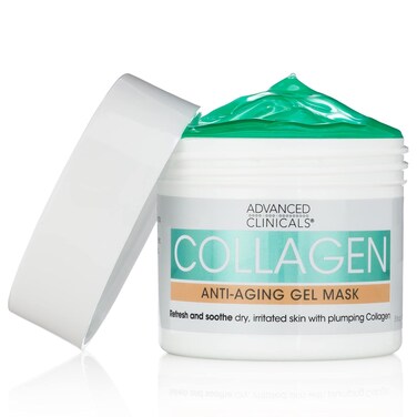 Advanced Clinicals Collagen Gel Facial Mask Anti Aging Skin Care Moisturizer W/Coconut Oil &amp; Rosewater, Skin Plumping Face Mask Reduces Wrinkles, Dry Skin, &amp; Fine Lines, Large 5 Fl Oz (Pack of 1)