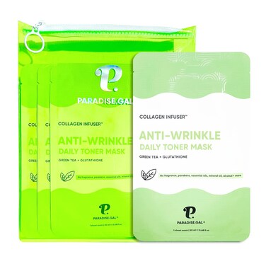 Anti-Wrinkle Face Masks (10-Pack) Korean Skincare Infused with Collagen, Green Tea, Glutathione, Niacinamide &amp; Ceramide - Hydrating Solution for Smooth, Youthful Skin