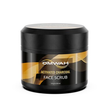 OMWAH Activated Charcoal Face Scrub - Microdermabrasion Mens Exfoliating Face Wash (4.23oz)