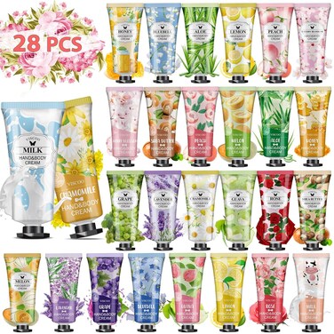 28 Pack Hand Cream Gifts Set for Women,Easter Basket Stuffers,Mothers Day Gifts,Teacher Appreciation Gifts,Nurse Gifts,Bulk Natural Moisturizing Mini Hand Lotion Travel Size for Dry Cracked