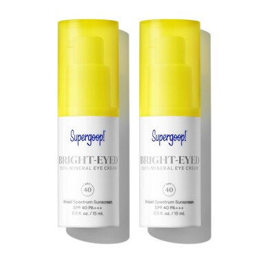 Supergoop! Bright-Eyed 100% Mineral Eye Cream - 0.5 fl oz, Pack of 2 - SPF 40 PA+++ Hydrating &amp; Illuminating Mineral Sunscreen - Under Eye Cream for Dark Circles &amp; Puffiness - Revives Tired Eyes