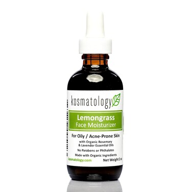 kosmatology&reg; Lemongrass Organic Face Moisturizer   Acne and Oily Skin Types   Infused with Lemongrass and Rosemary Oils   Vegan and Cruelty-Free   2 fl oz