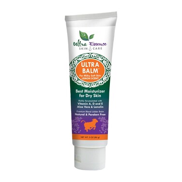 Daily Moisturizer For Dry Itchy Skin, Psoriasis and Eczema Relief That Contains Lanolin, Vitamins A, D &amp; E, Aloe Vera, To Moisturize Face, Body, Dry Hands &amp; Cracked Heels (Lemon)