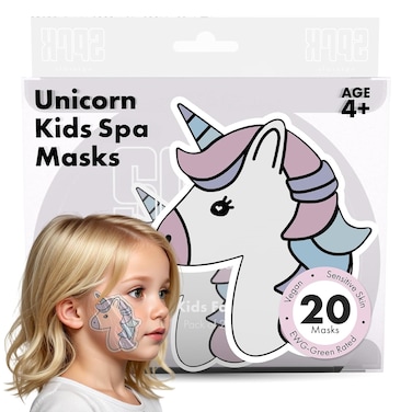 Unicorn Kids Face Masks Skincare Set(20pcs), Organic, Vegan &amp; Kid Safe Skin Care Ages 4+, Cute Animal Sheet Masks for Girls, Spa Day, Sleepover, Slumber Party Favors, Stuffs and Gifts for Little Girls