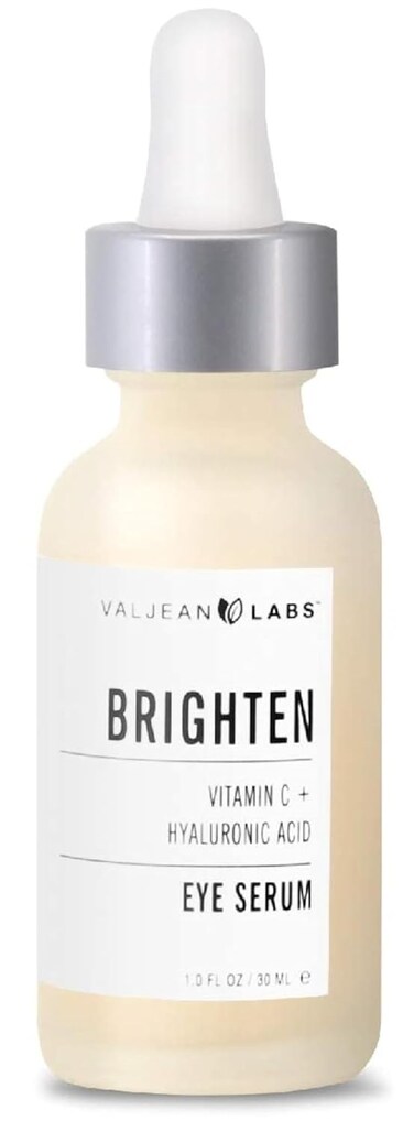 Valjean Labs Brighten Eye Serum with Vitamin C + Hyaluronic Acid   Helps Minimize Dark Circles and Even Skin Tone   Paraben Free, Cruelty Free, Made in USA (1 oz)