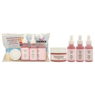 Revitalize and Illuminate Skincare Collection by the Balm for Women - 4 Pc 0.5oz Under Eye Super Jelly, 1oz Face Oil Glow, 1oz Biomimetic Face Serum, 1oz Complexion Serum