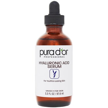 PURA D'OR 3.3 Oz Hyaluronic Acid Serum For Deep Hydration - Anti-Aging, Plumping &amp; Moisturizing Formula For Smooth, Supple Skin - Natural Skincare Boost - Fine Lines &amp; Wrinkle Reducer - Travel Size