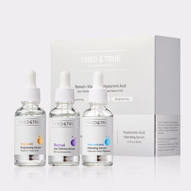 The Ageless Beauty Kit- Retinol Serum, Vitamin C Serum, and Hyaluronic Acid Serum- Skin brightening, anti-aging, skin perfecting kit- 3 Serum Set- TRIED &amp; TRUE