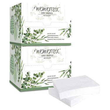 Disposable Face Towel Biodegradable Large Dry Face Wipes 120 Count/2 Box Extra Thick Soft Clean Facial Towels for Sensitive Skin, Makeup Removing, Facial Cleansing, Nursing, Travel, 10"&times;12