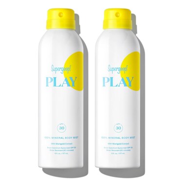 Supergoop! PLAY 100% Mineral Sunscreen SPF 30 Mist - 6 fl oz, Pack of 2 - Full-Coverage Body Sunscreen Spray for Sensitive Skin - Water &amp; Sweat Resistant - Great for Active Days