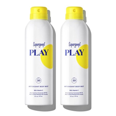 Supergoop! PLAY SPF 30 Antioxidant Body Mist w/ Vitamin C - 6 fl oz, Pack of 2 - Broad Spectrum Sunscreen Spray for Sensitive Skin - Clean Ingredients - Great for Active Days