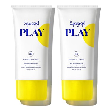 Supergoop! PLAY Everyday SPF 30 Lotion - 5.5 oz, Pack of 2 - Broad Spectrum Body &amp; Face Sunscreen for Sensitive Skin - Water &amp; Sweat Resistant - Great for Active Days