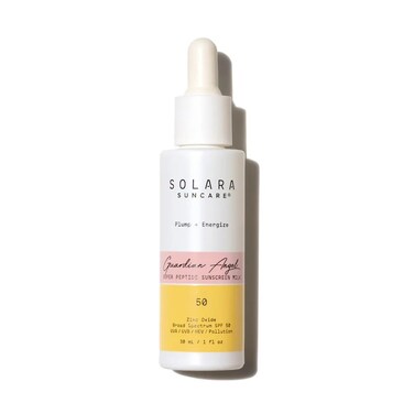 Solara Suncare - Guardian Angel Super Peptide Sunscreen Milk, SPF 50   EWG Verified, Vegan, Cruelty Free, Reef friendly   Plump+Energize   Zinc Oxide Helps Fight UVA, UVB, Pollution (1 fl oz   30 ml)