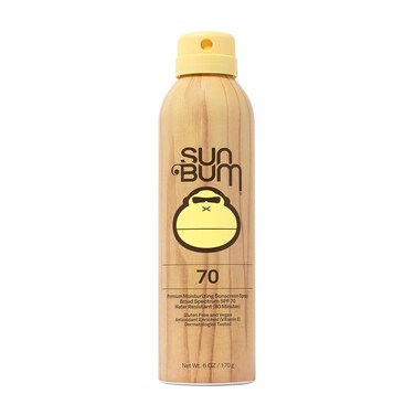 Sun Bum Original SPF 70 Sunscreen Spray  Vegan and Hawaii 104 Reef Act Compliant (Octinoxate &amp; Oxybenzone Free) Broad Spectrum Moisturizing UVA/UVB Sunscreen with Vitamin E   6 oz