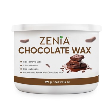 Zenia Chocolate Wax 14oz - Chocolate Infused Hair Removal Soft Wax for Coarse Hair - Full-Body Use Including Legs, Arms, Bikini, and Face