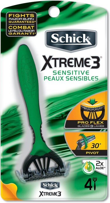Schick Xtreme3 Sensitive Disposable Razors, 4 Count