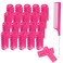ZMD 20PCS Plastic Hair Curlers Rollers Set, 0.98in/2.5cm, Heatless Self Grip Hair Rollers with Mini Comb for Long Medium Short Thin Hair (Pink)