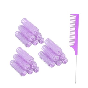 ZMD 18pc Self-Grip Small Hair Rollers, Plastic Heatless Salon Styling Curlers DIY Curly Hair Accessories for Women &amp; Girls (0.8 x 2.4 Inch)