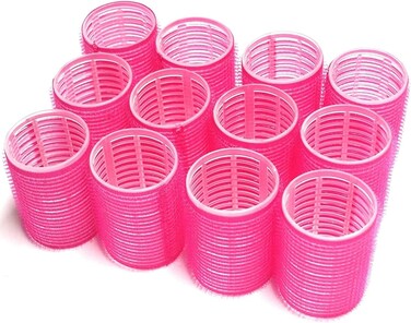 Large Hair Rollers, Self Grip, Salon Hairdressing Curlers,Large,(Colors May Vary) ,12 Pack
