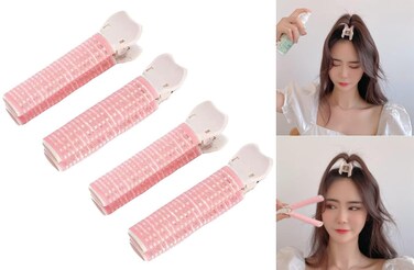 4PCS Pink Hair Rollers with Clip Volumizing Hair Root Clips Bangs Curler DIY Hair Styling Accessories Tool Portable Hair Volume Clip Self Grip Volume Hair Root, Hair Care Styling Tools and Appliances