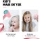 FeeKaa Kids Hair Dryer, Pink, 500 Watt, Lightweight, Gentle Heat, Safe for Kids, Anti-Scald Design