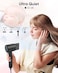 Hair Dryer, High-Speed Ionic Low Noise Blow Dryer with Brushless Motor for Fast Drying, Thermo-Control Quiet Compact Hair Blow Dryer with Magnetic Diffuser for Curly Hair for Home Travel Salon