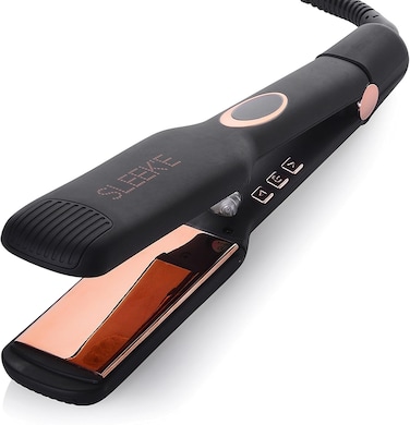 Sleek&rsquo;e Hair Infrared 2" Wide Flat Iron Professional Ceramic Tourmaline-Infused Titanium Straightener (2inch, Black and Rose Gold)