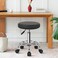 Round Rolling Stool with Footrest PU Leather Height Adjustable 360&deg; Swivel Stool with Wheels Office Stool Chair Home Drafting Work Studio Shop SPA Salon Small (Grey)