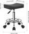 Square Rolling Stool with Footrest PU Leather Height Adjustable 360&deg; Swivel Stool with Wheels Massage SPA Salon Stools Task Chair Desk Drafting Bedroom Vanity Stool (Grey)