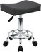Square Rolling Stool with Footrest PU Leather Height Adjustable 360&deg; Swivel Stool with Wheels Massage SPA Salon Stools Task Chair Desk Drafting Bedroom Vanity Stool (Grey)